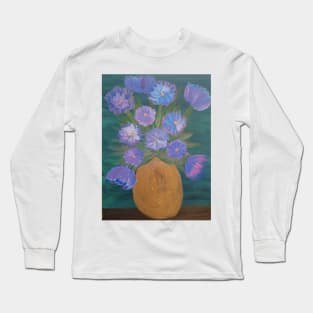 Some abstract purple carnations in a gold vase Long Sleeve T-Shirt